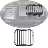 jeep wrangler roof rack, black in color top view with pressurized water tank installed